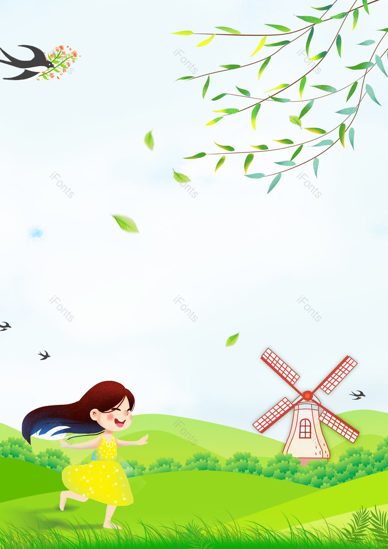 小清新春天出游女孩踏青旅游踏青背景,插画/手绘图,插画/手绘图库,插画/手绘图下载,插画/手绘